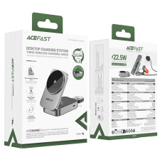 Бездротовий зарядний пристрій ACEFAST E22 Desktop 3-in-1 Wireless Charging holder Metal Gray