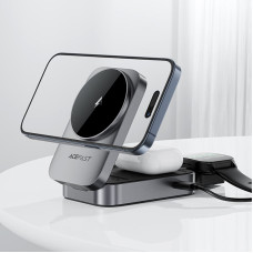 Бездротовий зарядний пристрій ACEFAST E22 Desktop 3-in-1 Wireless Charging holder Metal Gray