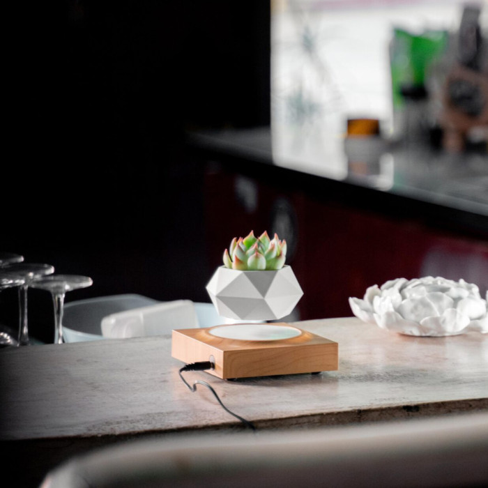 Магнітний левітаційний горщик для рослин HCNT Magnetic Levitating Pot M10-FP Wood Grain