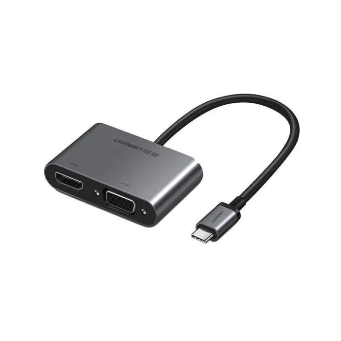 USB-хаб UGREEN USB-C to HDMI + VGA +USB 3.0 Adapter with PD (Space Gray)