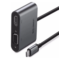 USB-хаб UGREEN USB-C to HDMI + VGA +USB 3.0 Adapter with PD (Space Gray)