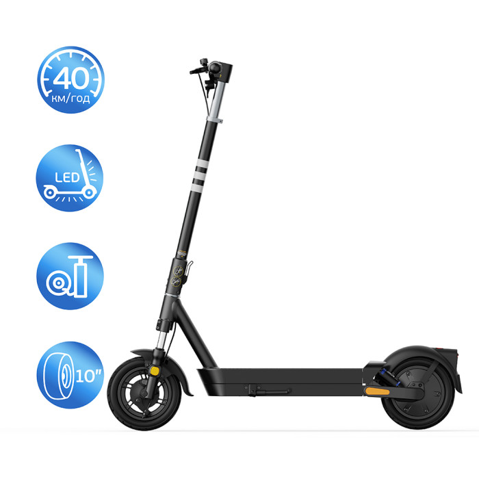 Електросамокат OKAI ES40-Black 10", 500(1000)W, 15.6Ah, 70km, 25km\h, 25%, NFC, App, 23kg