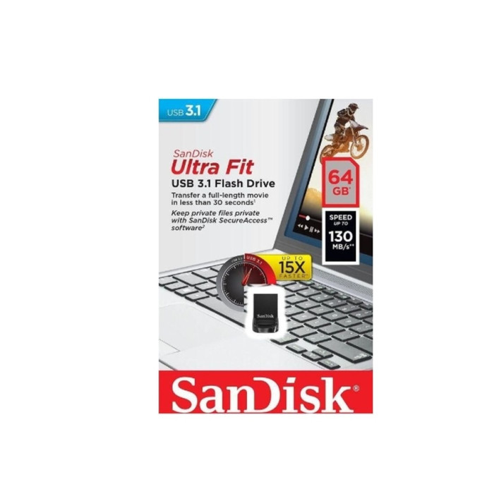 Флеш-накопичувач SanDisk USB 3.1 Ultra Fit 64Gb (130Mb/s) Black