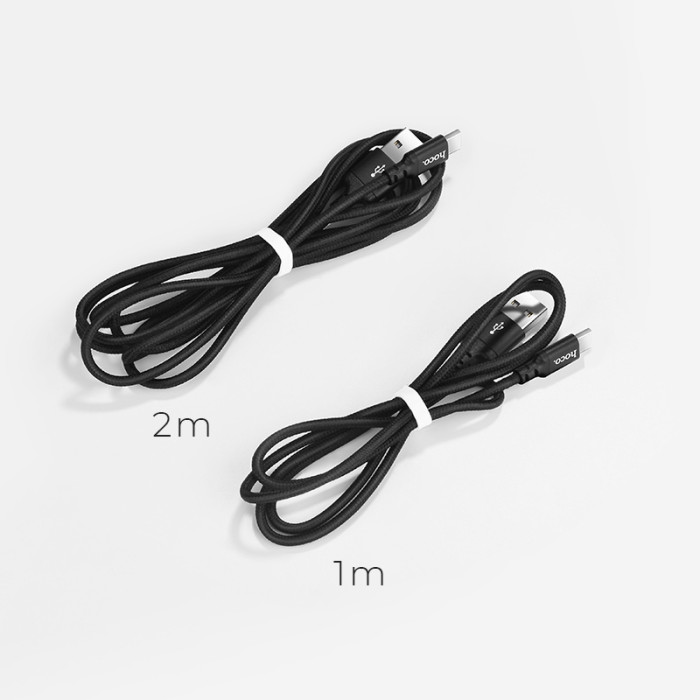 Кабель HOCO X14 USB to Type-C 2A, 2m, nylon, aluminum connectors, Black