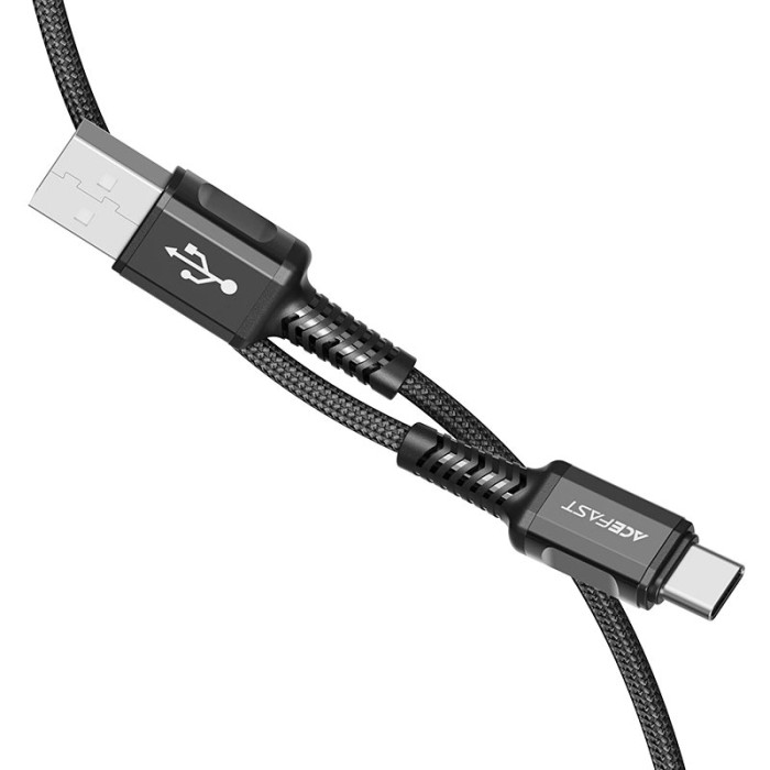 Кабель ACEFAST C1-04 USB to Type-C 3A, 1.2m, nylon aluminum connectors, Black