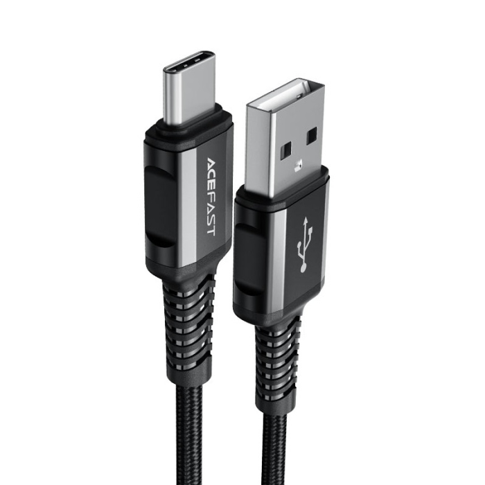 Кабель ACEFAST C1-04 USB to Type-C 3A, 1.2m, nylon aluminum connectors, Black