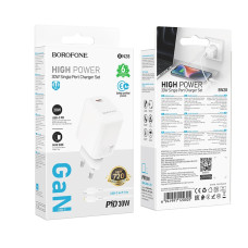 Мережевий зарядний пристрій BOROFONE BN28 Fuente single port PD30W charger (EU) White