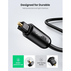 Аудіокабель UGREEN AV122 S/PDIF male to S/PDIF male, Toslink Optical Audio Cable, 2m Black