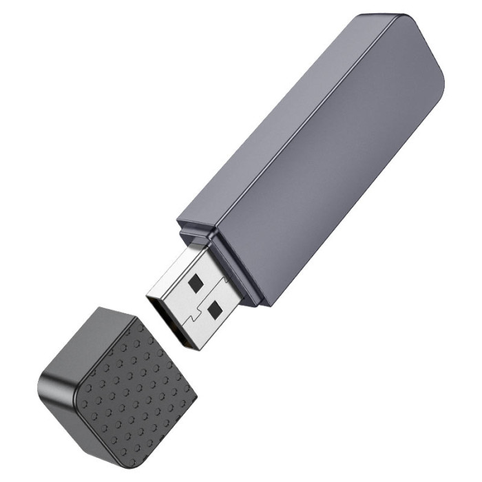 Кардрідер HOCO HB45 Spirit 2-in-1 USB 2.0 card reader Metal Gray