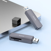Кардрідер HOCO HB45 Spirit 2-in-1 USB 2.0 card reader Metal Gray