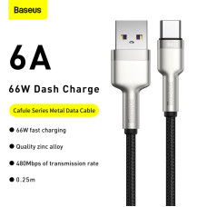 Кабель Baseus Cafule Series Metal Data Cable USB to Type-C 66W 0.25m Black