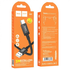 Кабель HOCO X91 Radiance charging data cable for Type-C(L=3M) Black