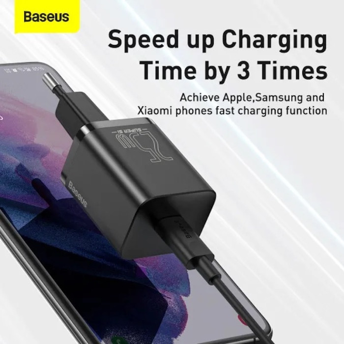 Мережевий зарядний пристрій Baseus Super Si Quick Charger 1C 25W EU Black