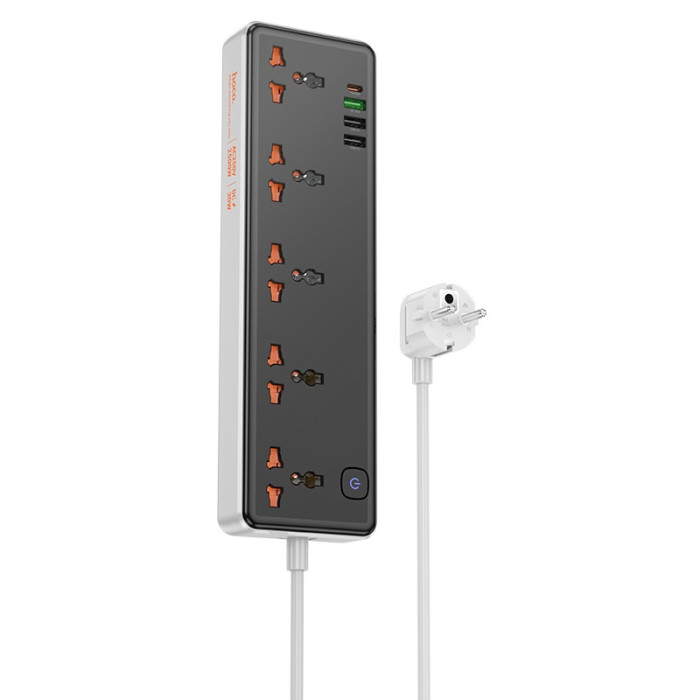 Мережевий подовжувач HOCO AC14A Rico 5-position socket(PD30W/1C3A) Black