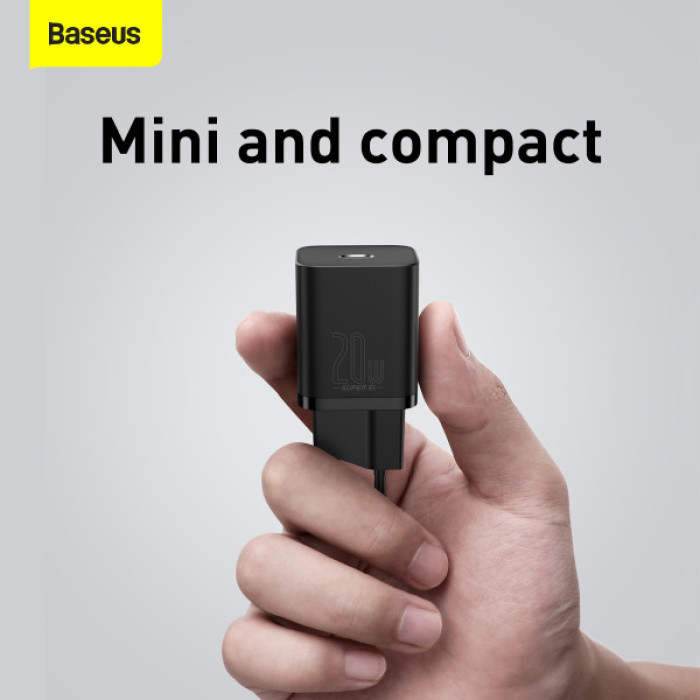Мережевий зарядний пристрій Baseus Super Si Quick Charger 1C 20W EU Black