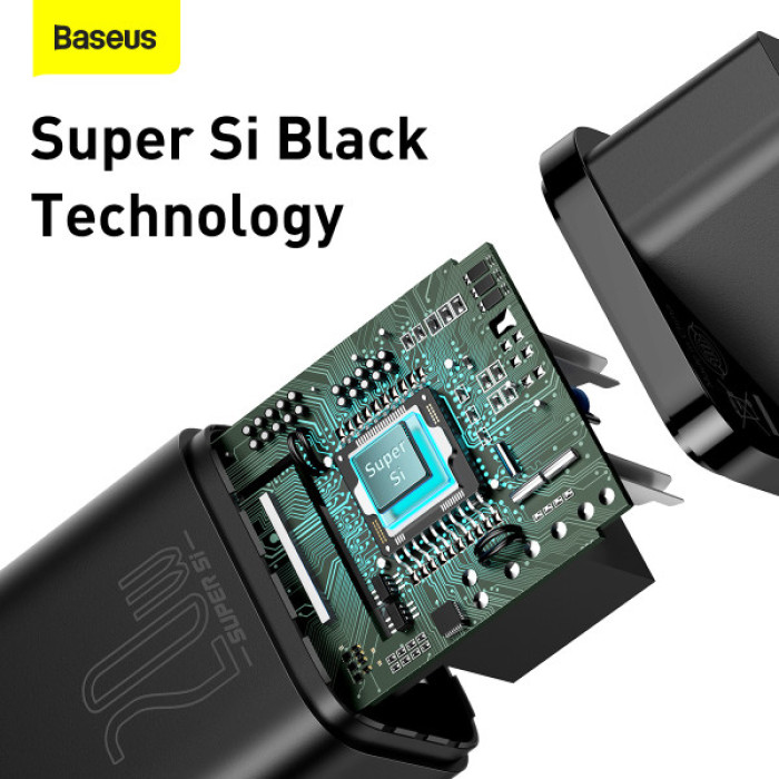 Мережевий зарядний пристрій Baseus Super Si Quick Charger 1C 20W EU Black