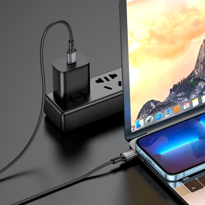 Кабель BOROFONE BX83 Type-C to Type-C Famous 60W silicone charging data cable Black