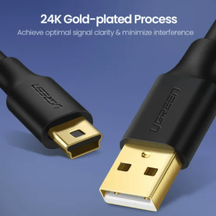 Перехідник UGREEN US132 USB 2.0 A Male to Mini 5 Pin Male Cable 1m (Black)(UGR-10355)