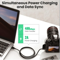 Перехідник UGREEN US132 USB 2.0 A Male to Mini 5 Pin Male Cable 1m (Black)(UGR-10355)