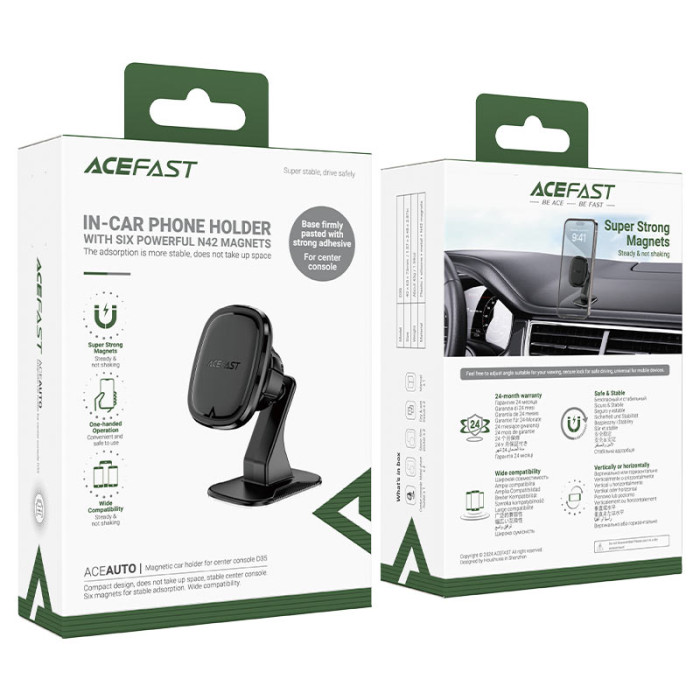 Автотримач для телефона ACEFAST D35 center console magnetic car holder Black