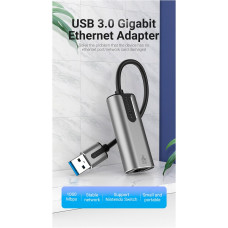 Адаптер Vention USB 3.0-A to Gigabit Ethernet Adapter Gray 0.15M Aluminum Alloy Type (CEWHB)
