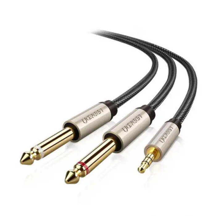 Аудіокабель UGREEN AV126 3.5mm TRS to Dual 6.35mm TS Audio Cable 2m (Gray)(UGR-10615)