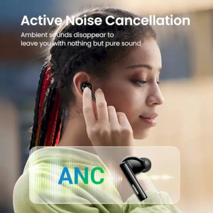 Бездротові навушники UGREEN WS106 HiTune T3 Active Noise-Cancelling Wireless Earbuds, IPX5, Black (UGR-90401)