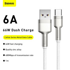 Кабель Baseus Cafule Series Metal Data Cable USB to Type-C 66W 1m White