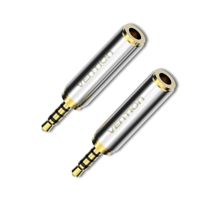 Аудіо перехідник Vention 2.5mm Male to 3.5mm Female Audio Adapter Silvery Metal Type (VAB-S02)