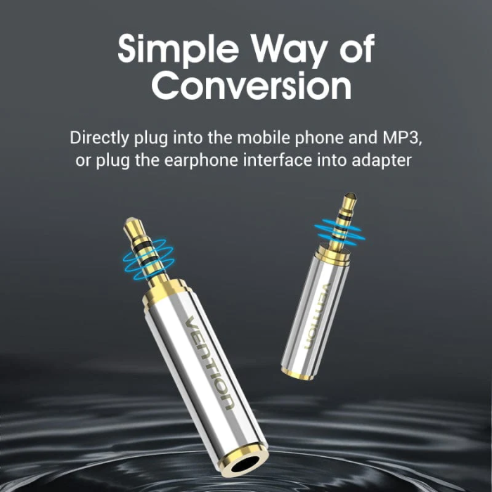 Аудіо перехідник Vention 2.5mm Male to 3.5mm Female Audio Adapter Silvery Metal Type (VAB-S02)