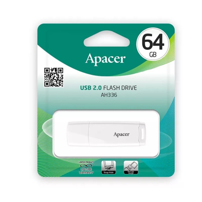 Флеш-накопичувач Apacer USB 2.0 AH336 64Gb White