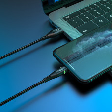 Кабель HOCO U93 USB to iP 2.4A, 1.2m, nylon, aluminum connectors, light indicator, Black