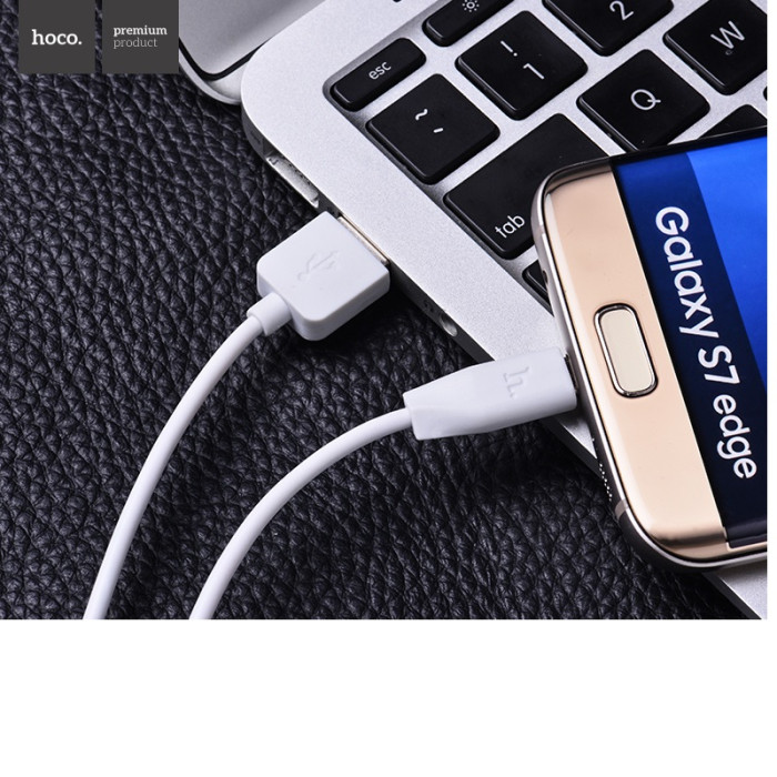 Кабель HOCO X1 USB to Micro 2.4A, 1m, PVC, PVC connectors, White