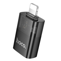 Перехідник HOCO UA36 iP male to USB female OTG transparent adapter Black