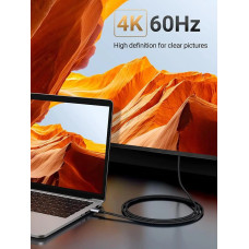 Кабель UGREEN MM142 USB-C to HDMI Male to Male Cable Aluminum Shell 1.5m (Gray Black)(UGR-50570)