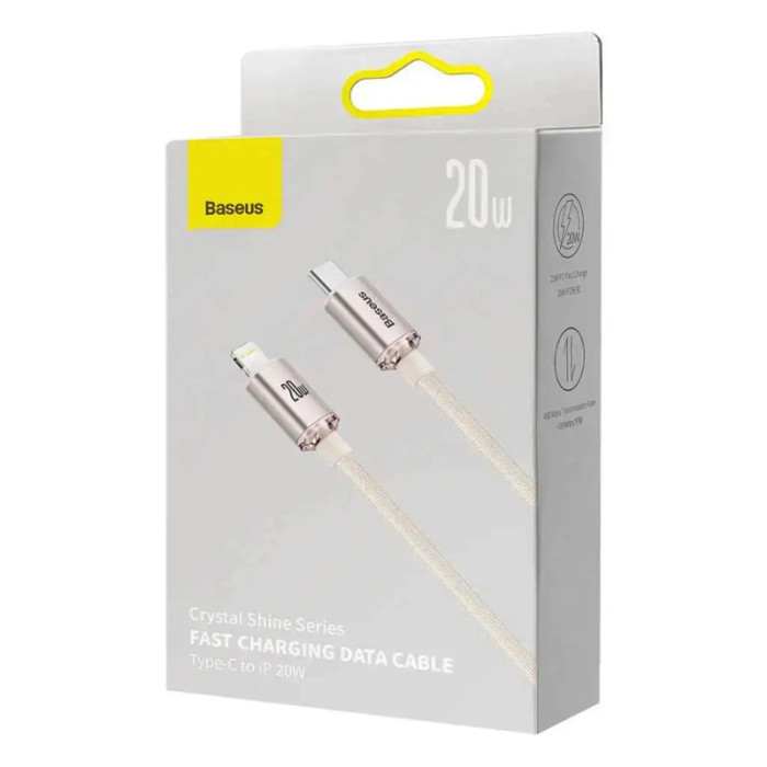 Кабель Baseus Crystal Shine Series Fast Charging Data Cable Type-C to iP 20W 1.2m Pink