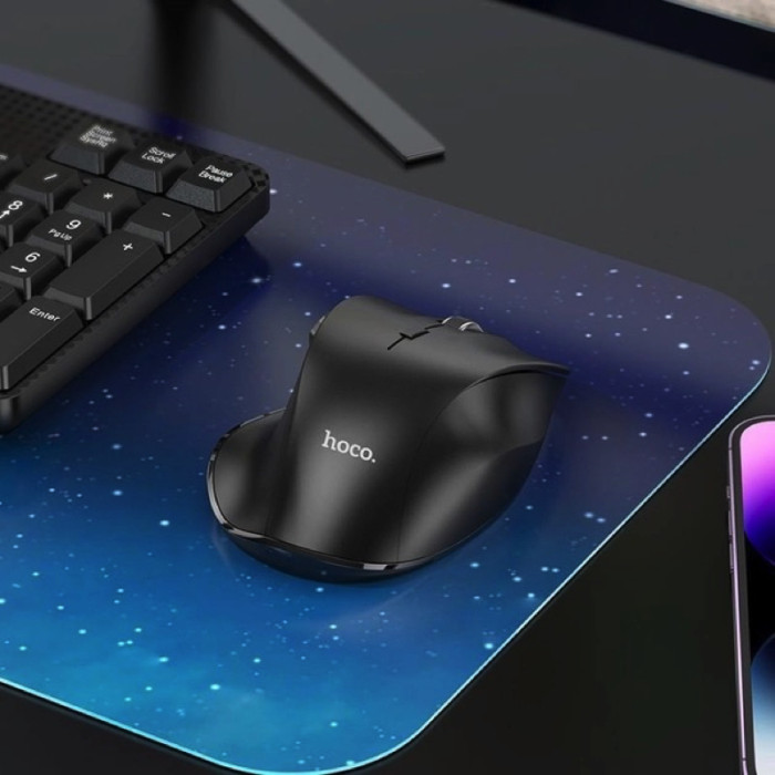 Маніпулятор миша HOCO GM24 Mystic six-button dual-mode business wireless mouse Black
