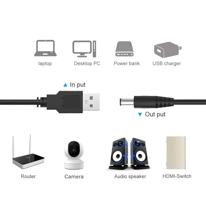 Кабель живлення для роутера USB-DC 5v-12v (1m)