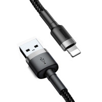 Кабель Baseus Cafule Cable USB For Lightning 2.4A 0.5m Gray+Black