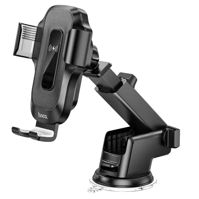 Автотримач для телефона з БЗП HOCO HW3 Wise automatic induction wireless fast charging car holder(center console) Black