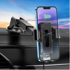 Автотримач для телефона з БЗП HOCO HW3 Wise automatic induction wireless fast charging car holder(center console) Black