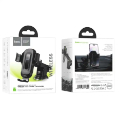 Автотримач для телефона з БЗП HOCO HW3 Wise automatic induction wireless fast charging car holder(center console) Black