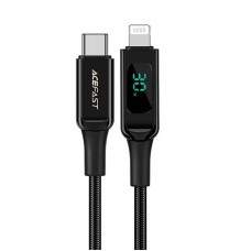 Кабель ACEFAST C6-01 Type-C to iP, 3A, 30W, 1.2m, nylon, zinc connectors, Black