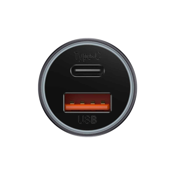 Автомобільний зарядний пристрій Baseus Golden Contactor Max Dual Fast Charger Car Charger U+C 60W Dark Gray