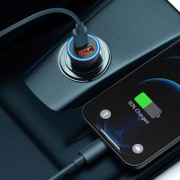 Автомобільний зарядний пристрій Baseus Golden Contactor Max Dual Fast Charger Car Charger U+C 60W Dark Gray