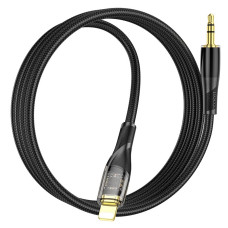 Аудіокабель HOCO UPA25 iP to 3.5mm male, nylon braid, 1m, Black