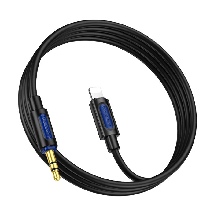 Аудіокабель BOROFONE BL20 iP to 3.5mm male, silicone, 1m, Black