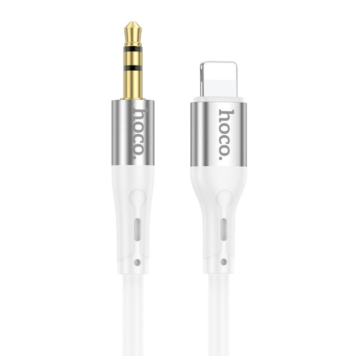 Аудiокабель HOCO UPA22 iP to 3.5mm male, silicone, 1m, White