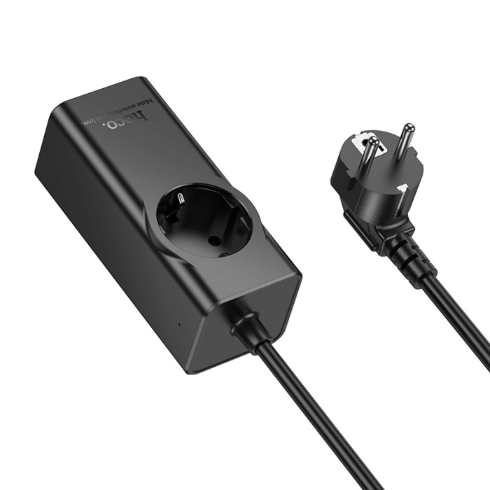 Мережевий подовжувач HOCO NS9 Wisdom 1-position (PD67W/3C1A) desktop socket (EU/GER) (2 m) Black