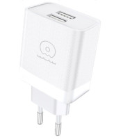 Мережевий зарядний пристрій WUW-C222 2.4A Charger  2 USB A  white